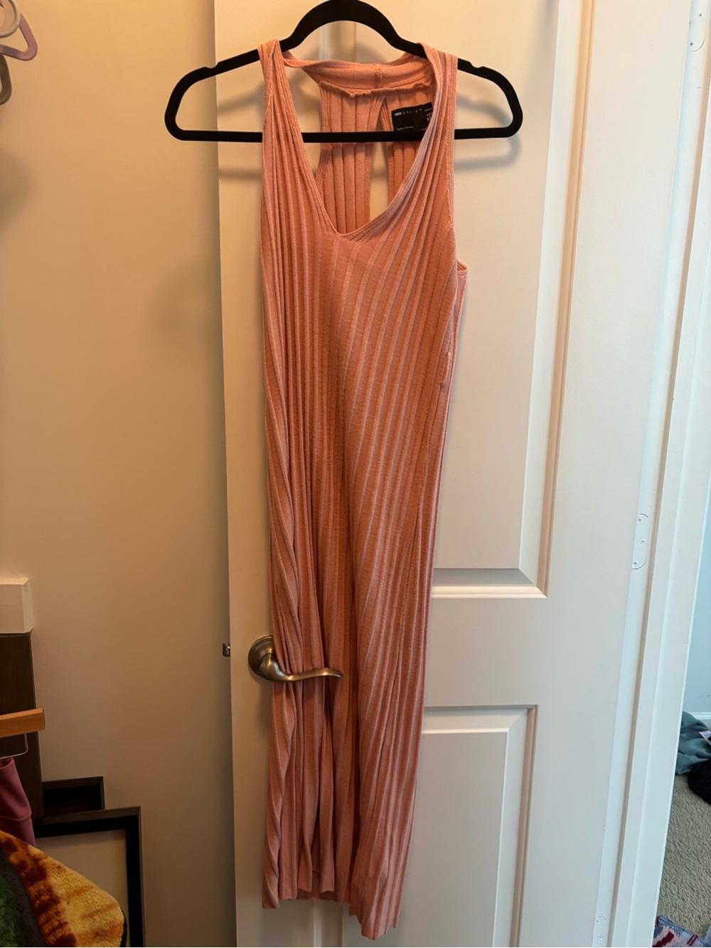 ASOS Sleeveless Ribbed Maxi Dress in Blush Pink